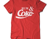 Rum and Coke Red t-shirt  size S,M,L,XL fitted tshirt Vintage Design - ShirtoftheDay