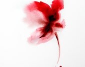 Original Watercolor Painting of Abstract Minimalist Flower. Red Brown Minimalist Floral Wall Art. - CanotStop
