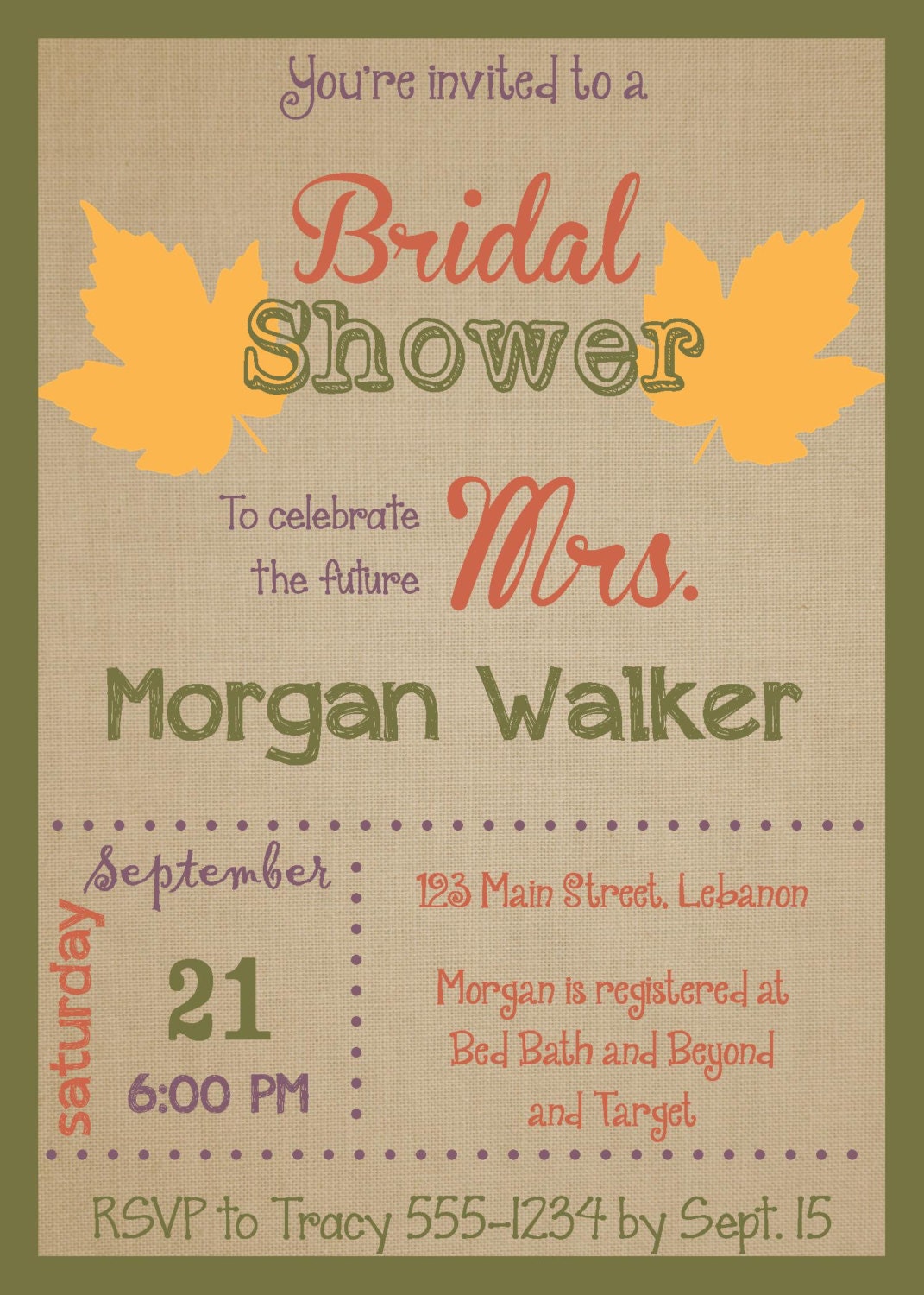 Bridal Wedding Bachelorette Baby Shower Invitation
