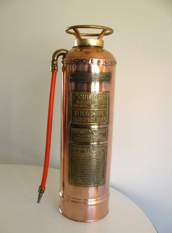 Items similar to Vintage Copper OJ Childs Fire Extinguisher, Vintage