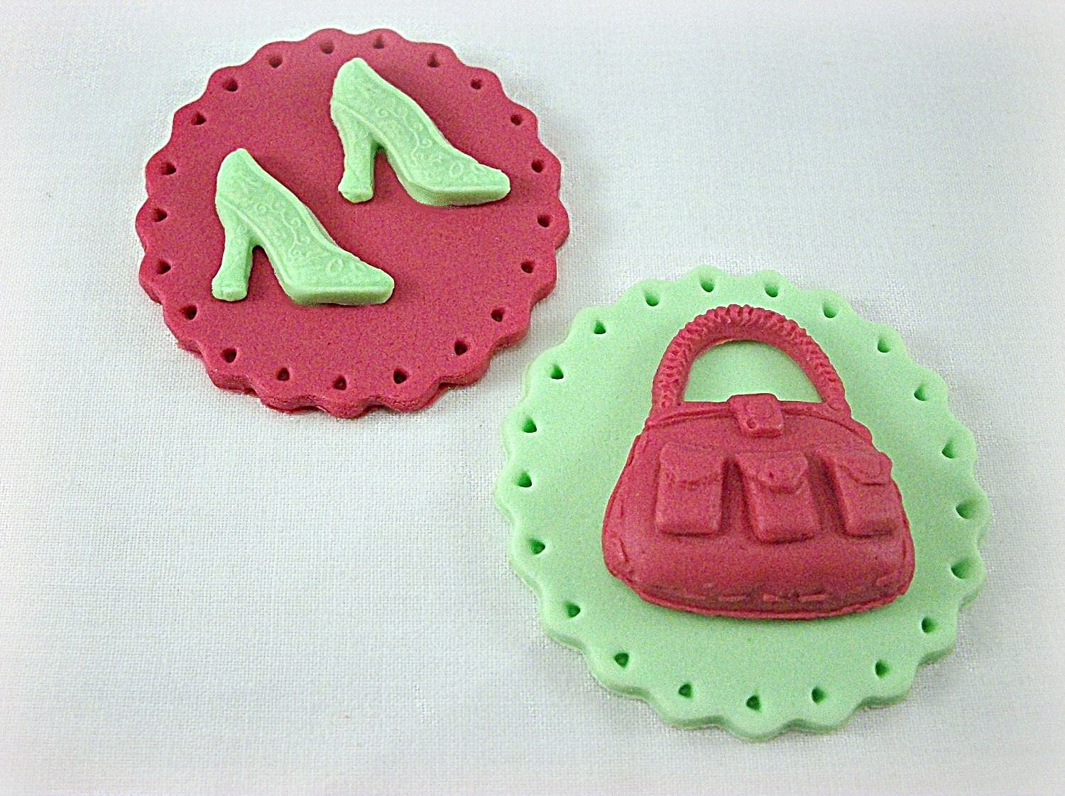 Fashion Cupcake Fondant Toppers, Shoes Purse Toppers, Fashion Party, Fashion Birthday, Girl Birthday, Bridal Shower, Mother's Day-12 pcs Il_570xn