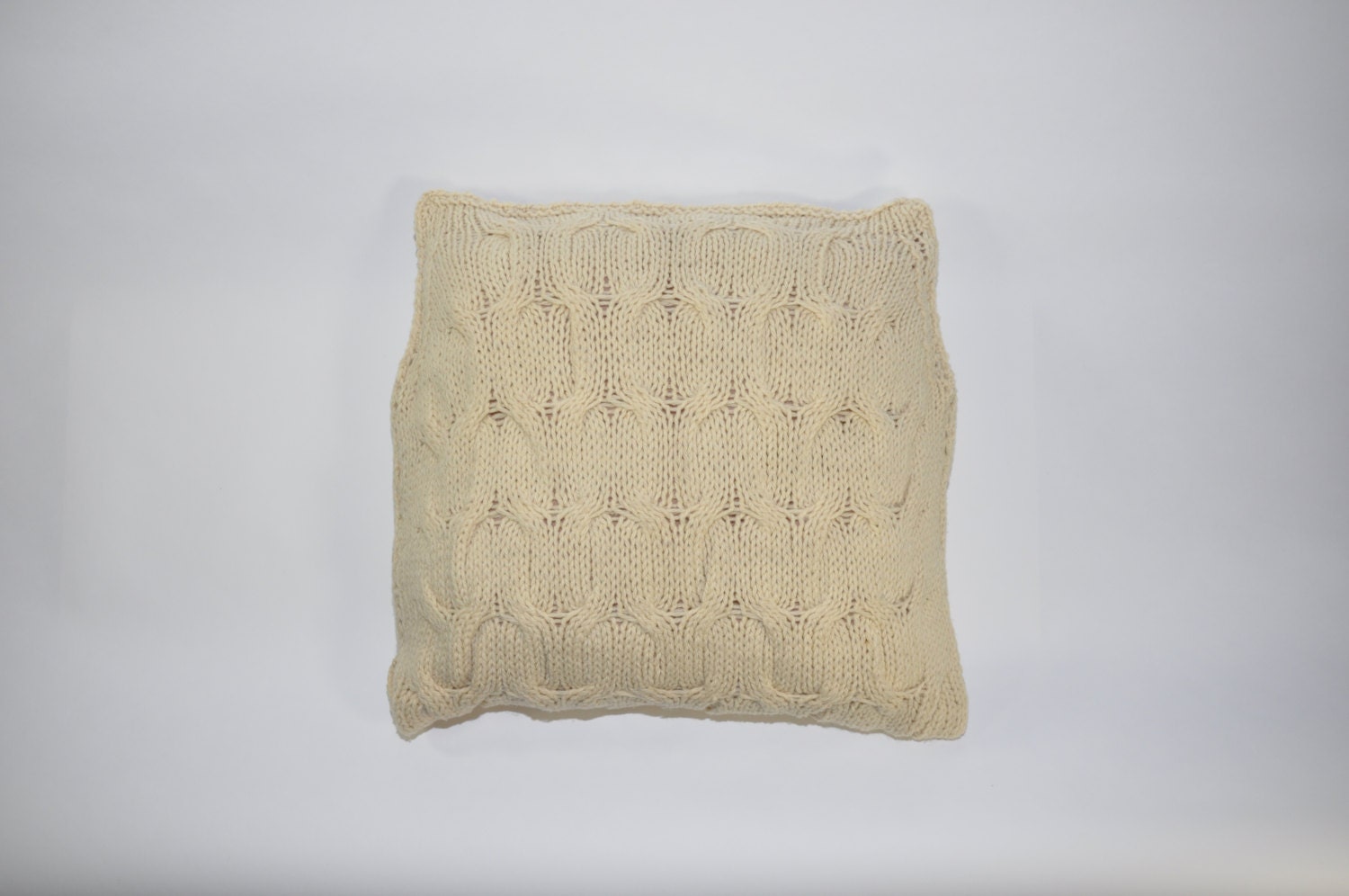 wool hand knit pillow cover / vintage cable knit pillow cover / knitted throw pillow - QuietUnrest2