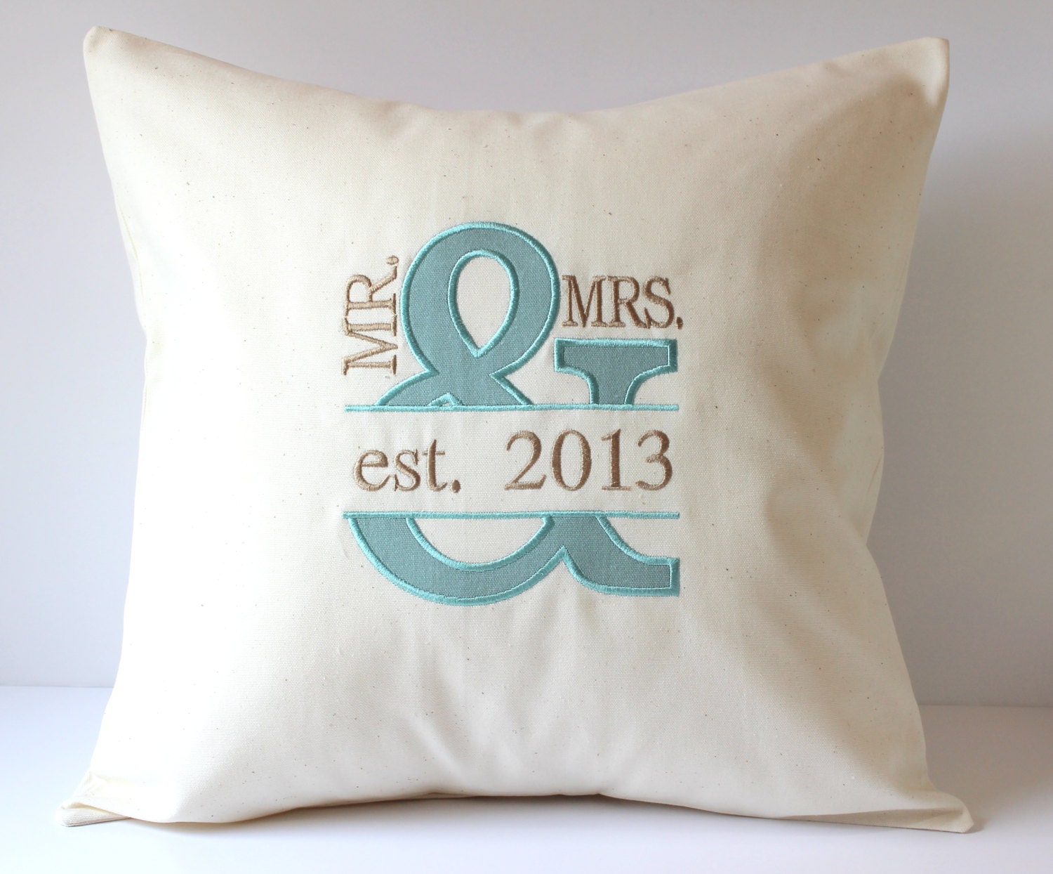 Mr & Mrs Applique Monogram Pillow Cover Ampersand by SewGracious