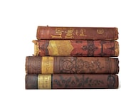 Set of Clay Red Antique Books Decorative Books for Vignette Staging Home Decor - marybethhale