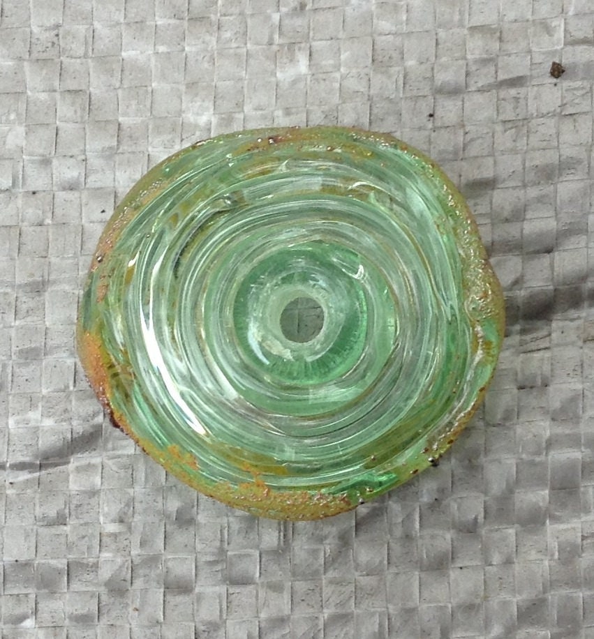 Pale Green Transparent Metallic Hollow Focal Bead - AmySmithGlass