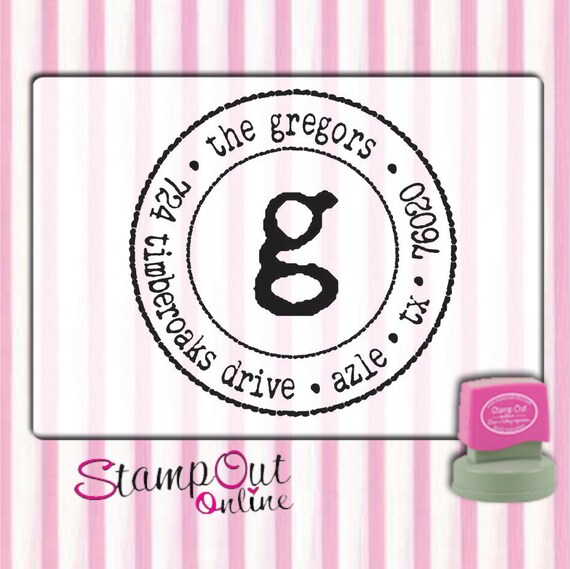 Typewriter font rubber stamp custom return by
