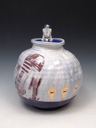 Handmade R2D2 action figure storage jar. by rothshank on Etsy