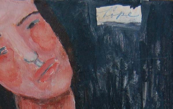 Original 8x10 Acrylic Portrait Painting on Canvas Panel, Black, Dark, Hope, Girl, Sadness