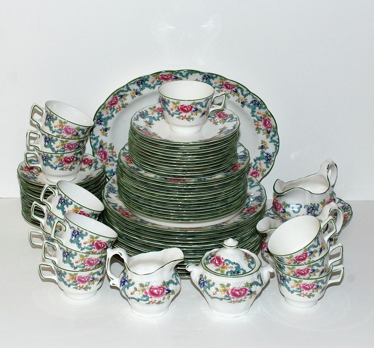 Royal Doulton Floradora Green Fine China Set of 70 by Abundancy