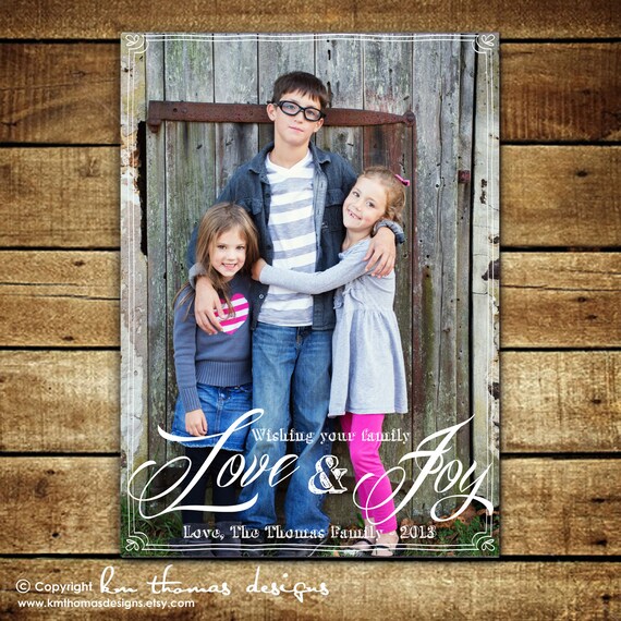 LOVE and JOY...Custom Photo Holiday Card...by KM Thomas Designs Il_570xn