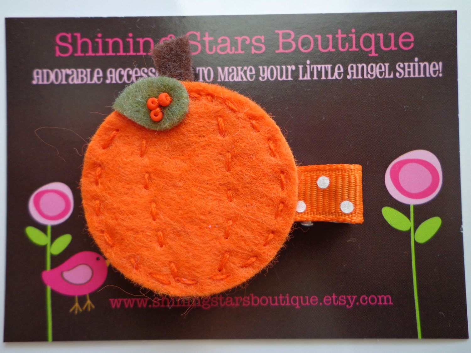 Felt Hair Clips - Toddler Hair Accessories - Autumn Harvest Holiday Orange Pumpkin Hair Clippie - Great Clips For Fall And Thanksgiving