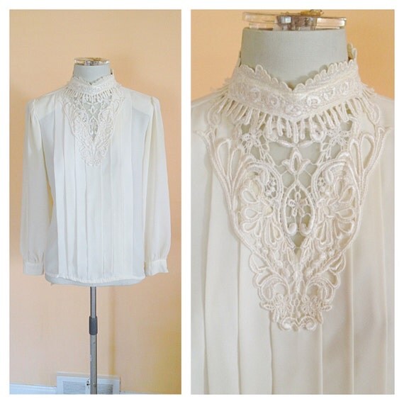 lace high collar blouse