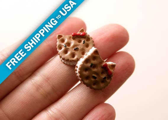 15mm Chocolate Kitty Resin Cabochons - 6 pc set