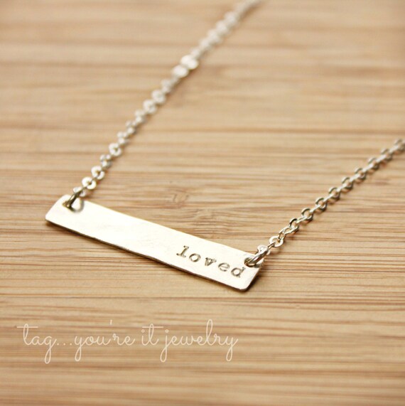 Silver Bar Necklace Sterling Silver Name by TagYoureItJewelry