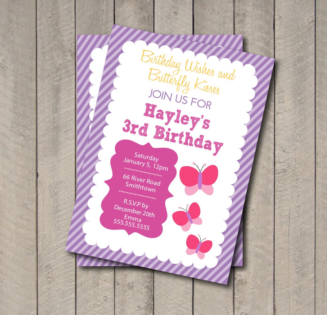 Butterfly Birthday Party Invitation - Butterfly Invitation - Digital Printable Invite - Flutterby Invitation Il_570xn