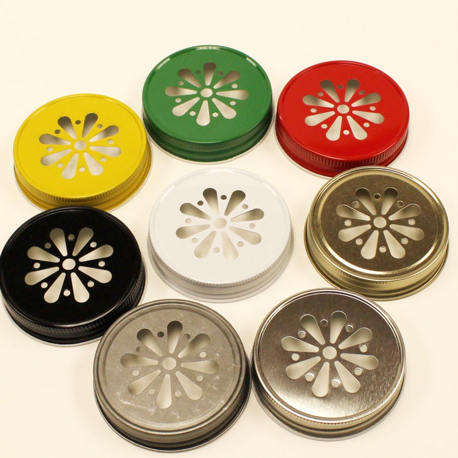 COLORED Daisy Cut Mason Jar Lids PICK Your COLOR by ThePartyFairy