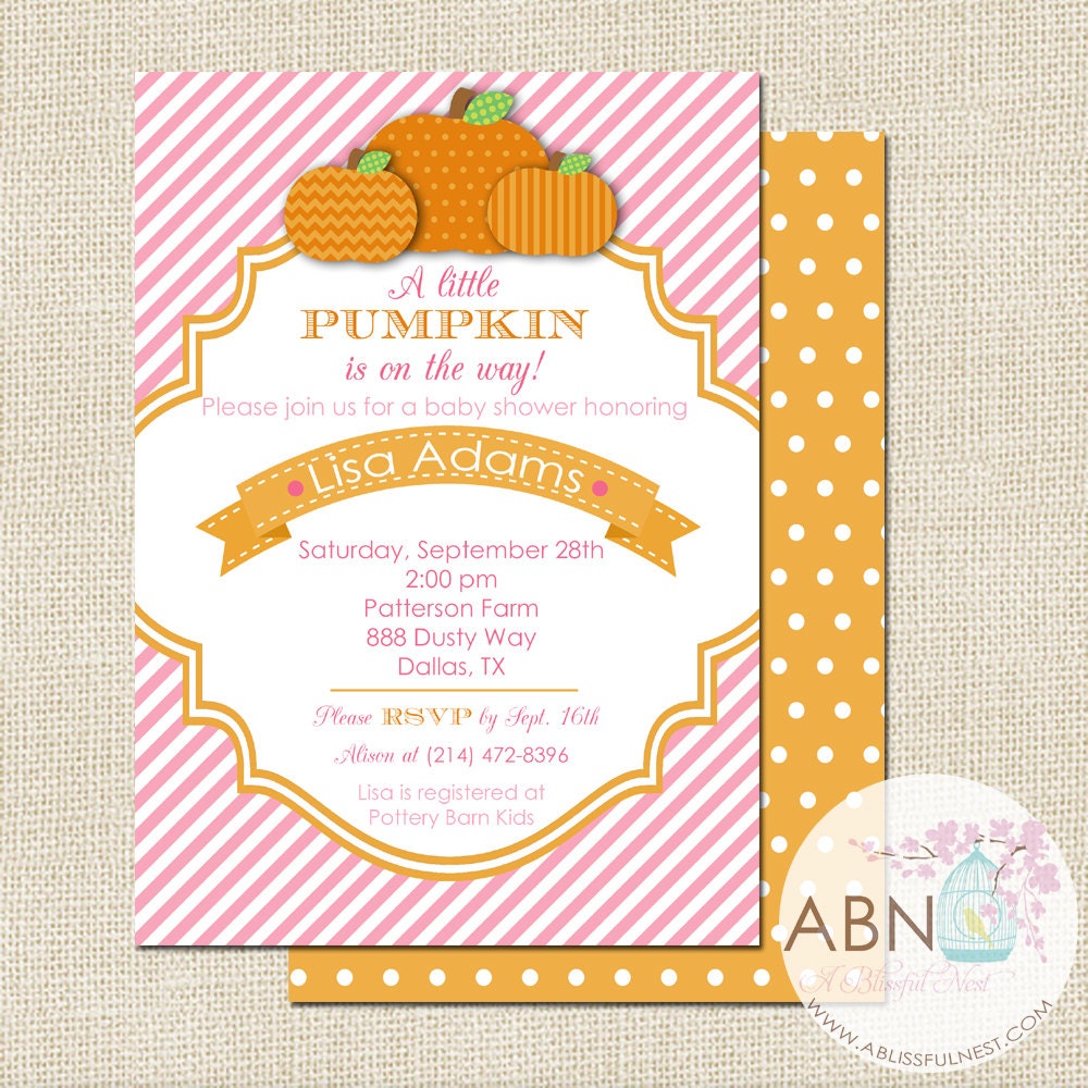 Little Pumpkin Baby Shower Invitation - DIY PRINTABLE - By A Blissful ...