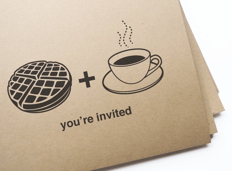 Printable waffle & coffee brunch invitations // Editable DIY Printable PDF - GirlinGearStudio