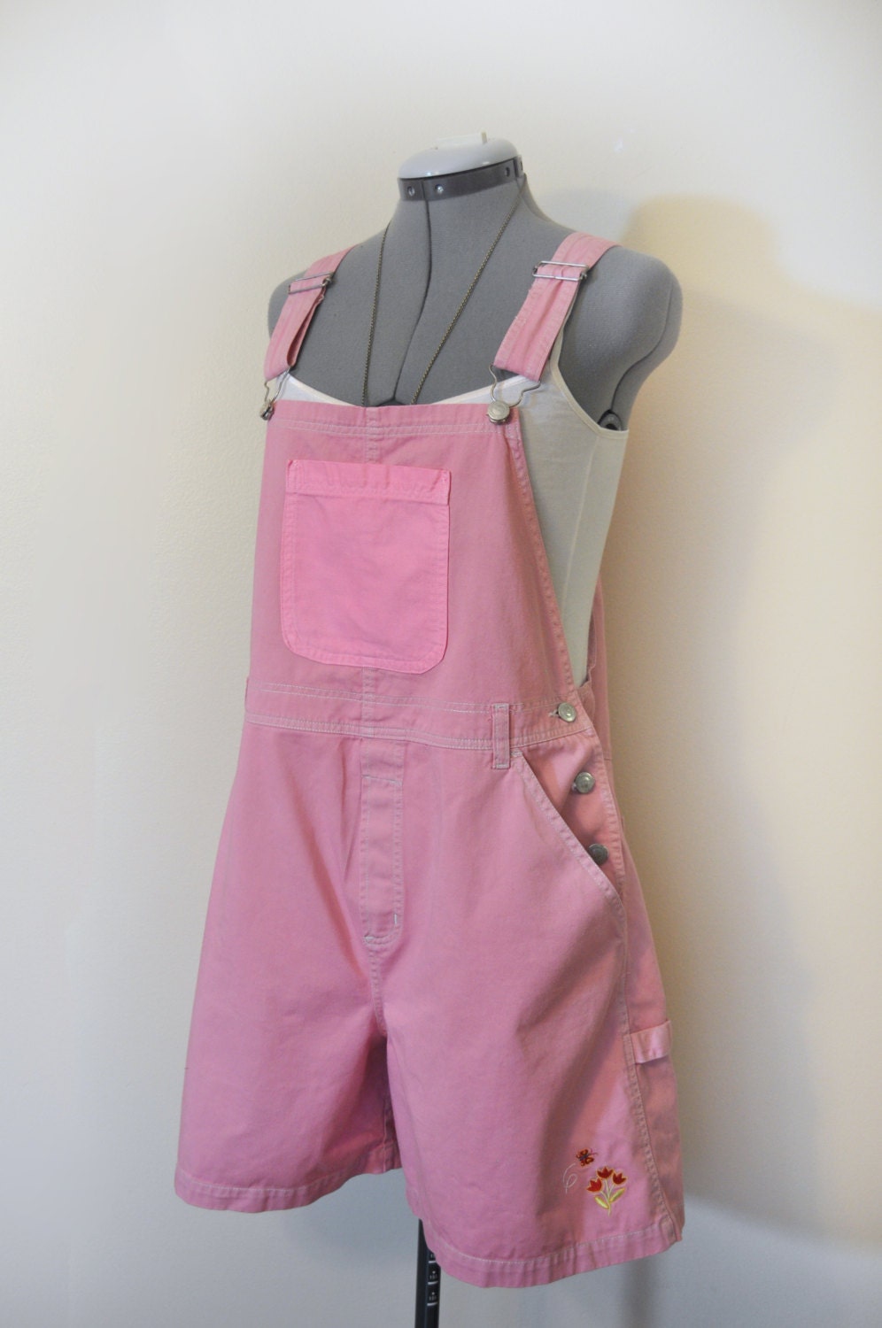 Pink Large Bib OVERALLS Hand Dyed Pastel Pink by DavidsonStudio