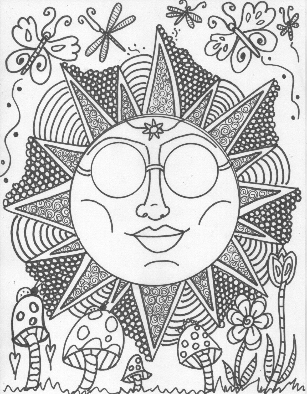 Hippie Custom Coloring Book coloring book pages by DawnCollinsArt