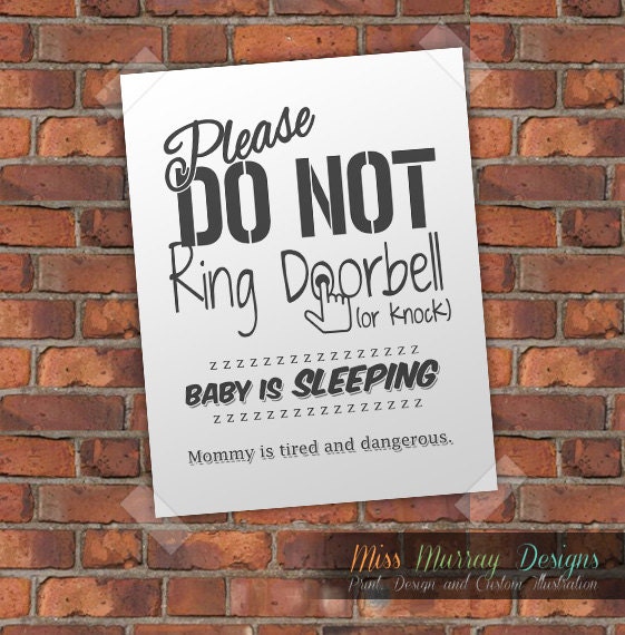 Do Not Ring Doorbell sign printable PDF by MissMurrayDesign
