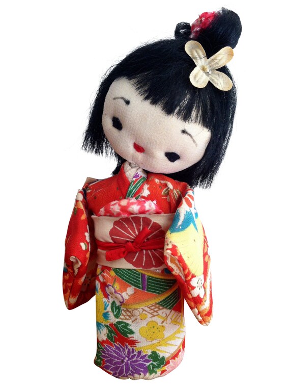 Vintage Japanese Silk Kimono Doll by MarzMum on Etsy