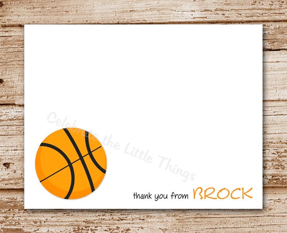 Set of 8 / Basketball Note Cards / Personalized Stationery / Thank You / Sports Il_570xn