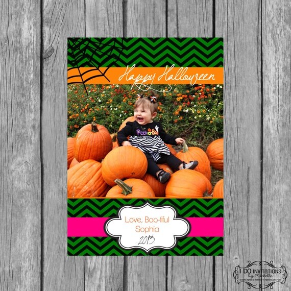 Chevron Halloween Photo Card - Digital File Il_570xn