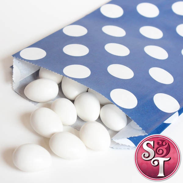 Dot Navy Blue Goodie Favor Treat Bags - Qty 12 Il_570xn