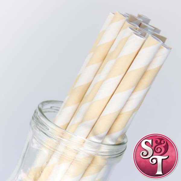 Stripe Ivory Party Paper Straws - Cake Pop Sticks - Pixie Sticks - Qty 25 Il_570xn