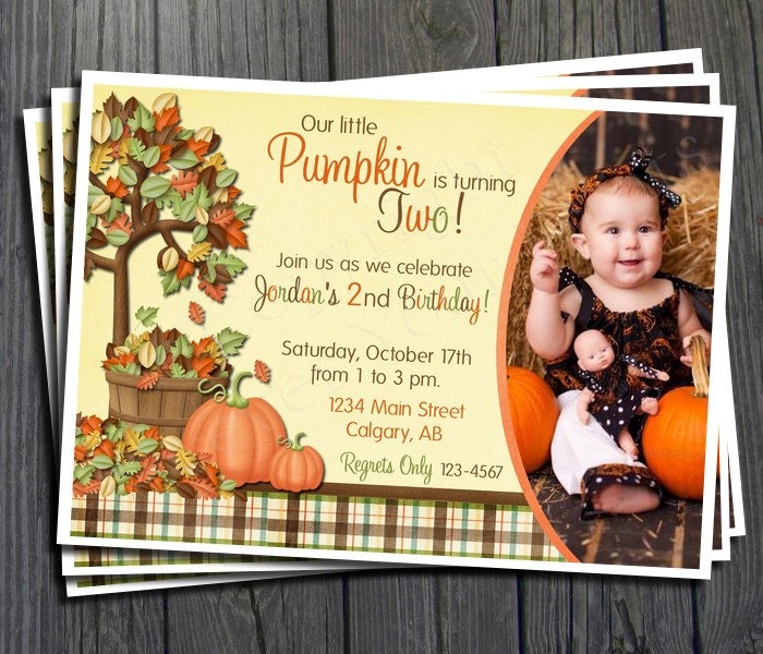 Pumpkin Birthday Invitation - FREE Thank You Card included Il_570xn