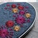 Birthday Sale - Wall Hoop Art Hand Embroidered Felt Pewter Grey Magenta Orange Scarlet Red Hand Embroidery by lovemaude