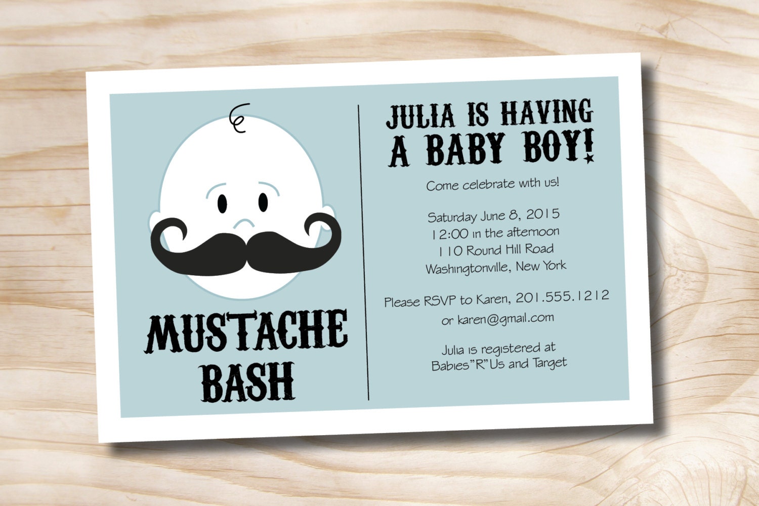 MUSTACHE BASH Boy Baby Shower Invitation Printable diy Customizable