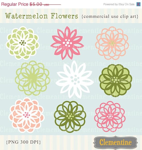40% OFF SALE Flower clip art images, royalty free images - watermelon- Instant Download Il_570xn