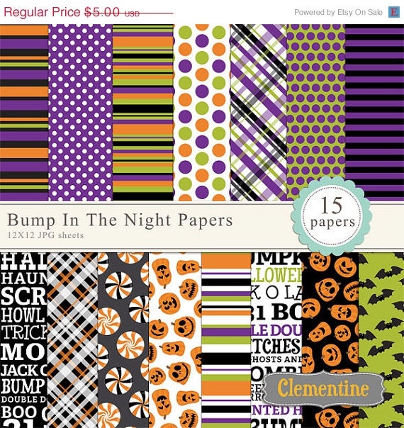 40% OFF SALE Halloween digital paper 12x12, digital scrapbooking paper, royalty free- Instant Download Il_570xn
