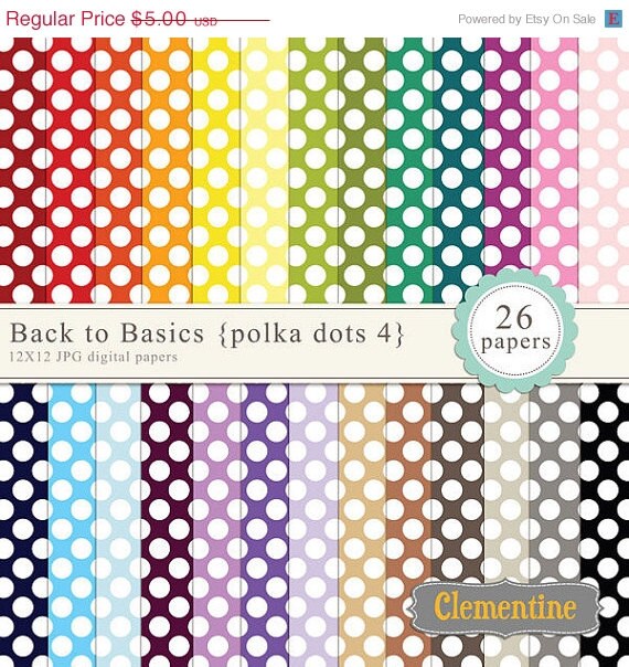 40% OFF SALE Polka dot digital paper 12x12, digital scrapbooking paper, royalty free commercial use - polka4- Instant Download Il_570xn