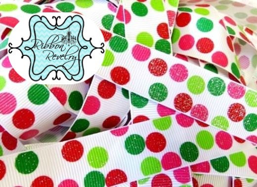 Gorgeous Perfect Gift glitter silly dots 7/8" grosgrain ribbon Christmas Il_570xn