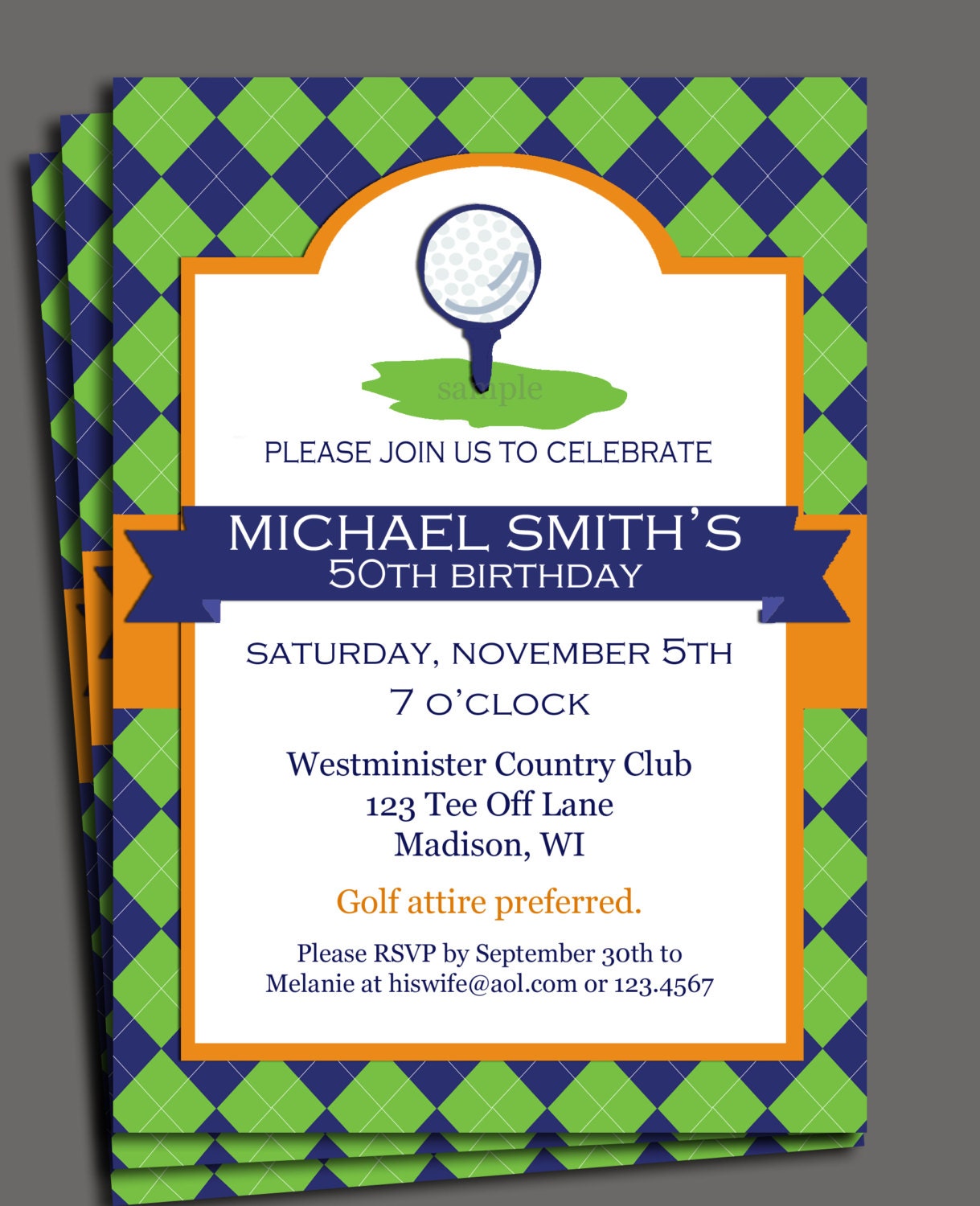 Golf Invitation Printable - You Pick Colors - Birthday, Tournament, ANY Golf Event Il_570xn