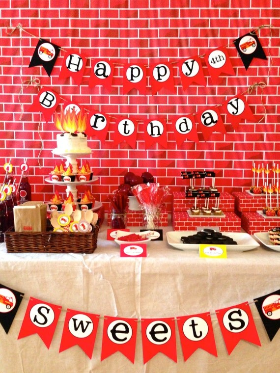Printable Firetruck Birthday Party Package Il_570xn