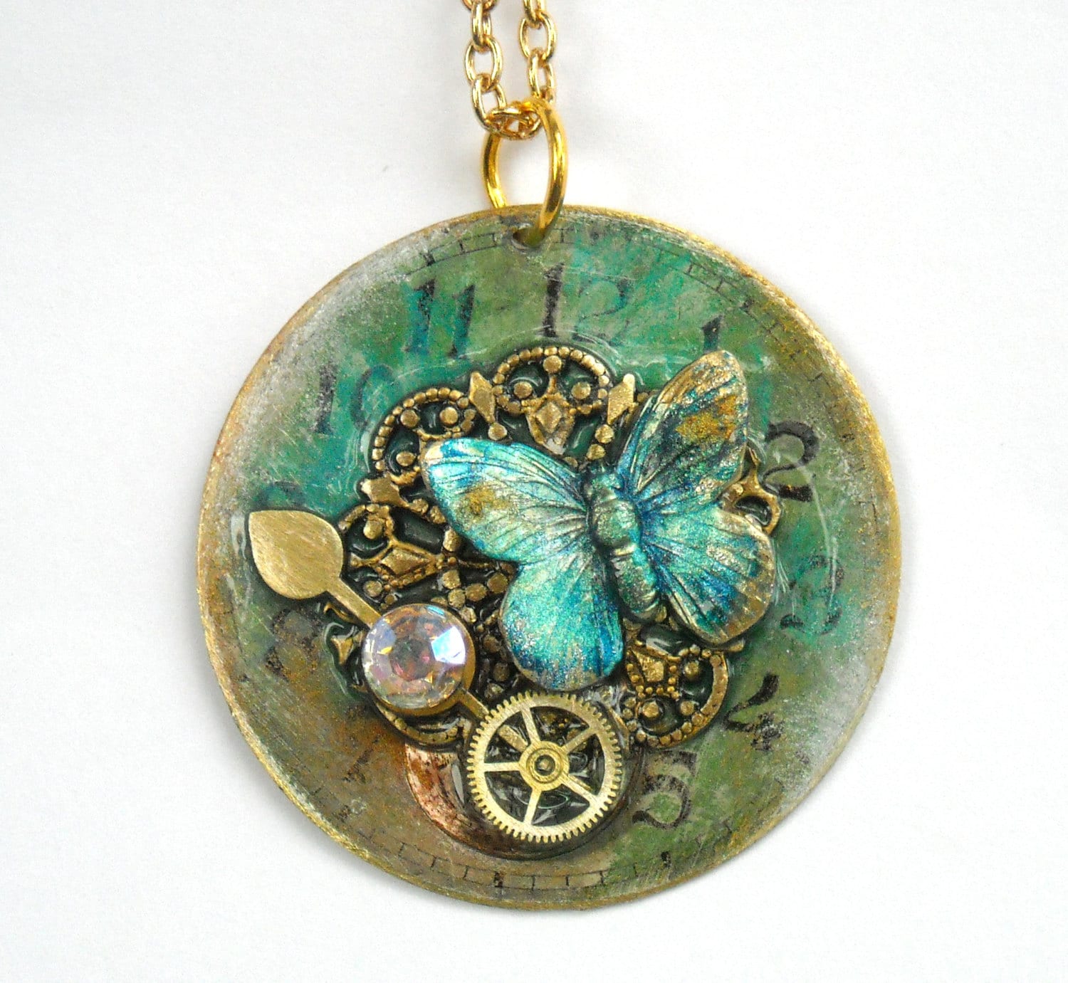 Victorian Steampunk Necklace "Secret Garden" - TimeMachineJewelry
