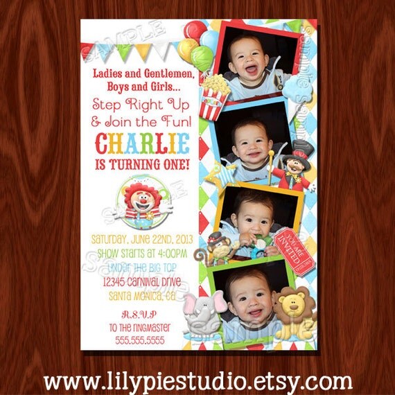 NEW Circus Carnival Theme Birthday Invitation PRINTABLE Digital File Il_570xn