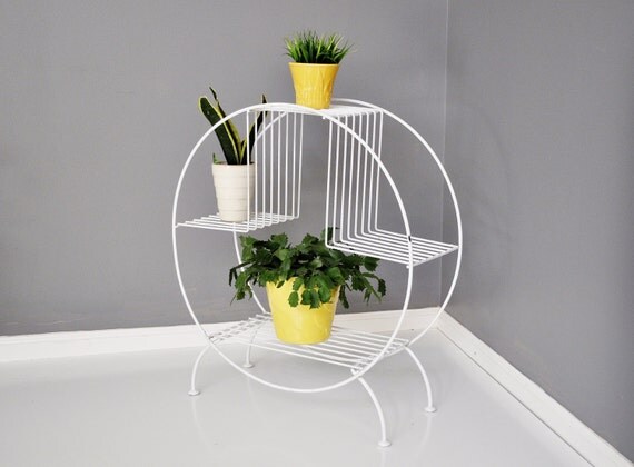 MidCentury Circular Wire Plant Stand by thewhitepepper on Etsy