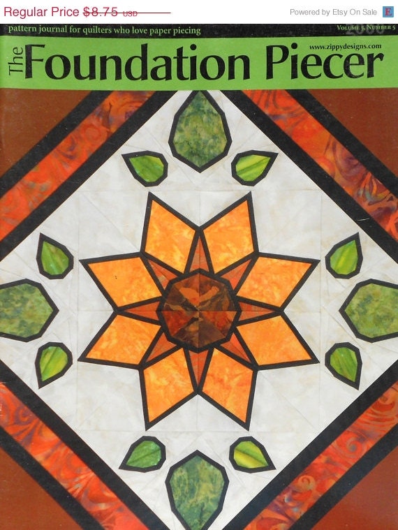 ON SALE Stained Glass Sunflower THE Piecer Foundation Liz Schwartz & Stephen Seifert Quilter Magazine - Volume 5 Number 5