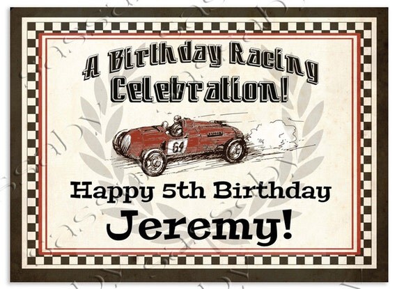 Vintage Racing Car Party Sign - Boys Birthday Party - DIY PRINTABLE FILE by Sassaby Il_570xn