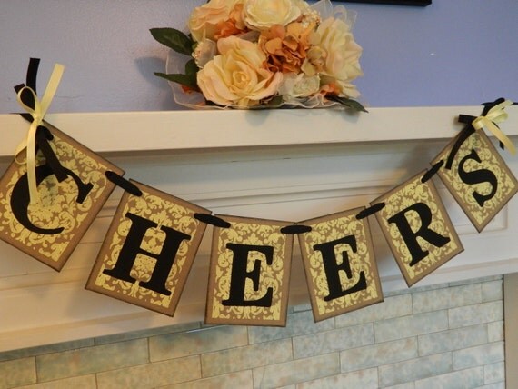 Cheers Wedding Banner /Damask Wedding Decor/ Reception Decor /Photo Prop/ Sweetheart Table Banner/ Wedding Garland /Celebration Banner Il_570xn