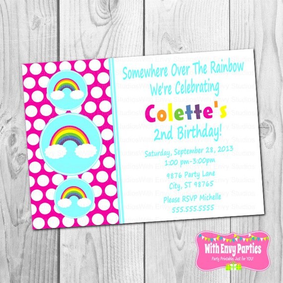 Rainbow Party Invitation, Rainbow Birthday Invitation, Printable Rainbow Invitation, Diy Party Invitation Il_570xn