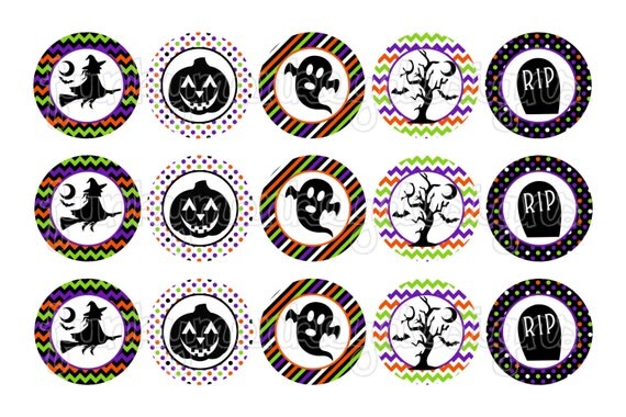 INSTANT DOWNLOAD ~Spooky Halloween Silhouettes~ 4x6 Digital 1" Inch Bottle Cap Image/Digital Collage sheet Il_570xn