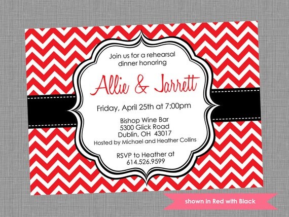 Rehearsal Dinner Invitation - Printable Rehearsal Themed Chevron Invite - Colors and Text Customizable Il_570xn