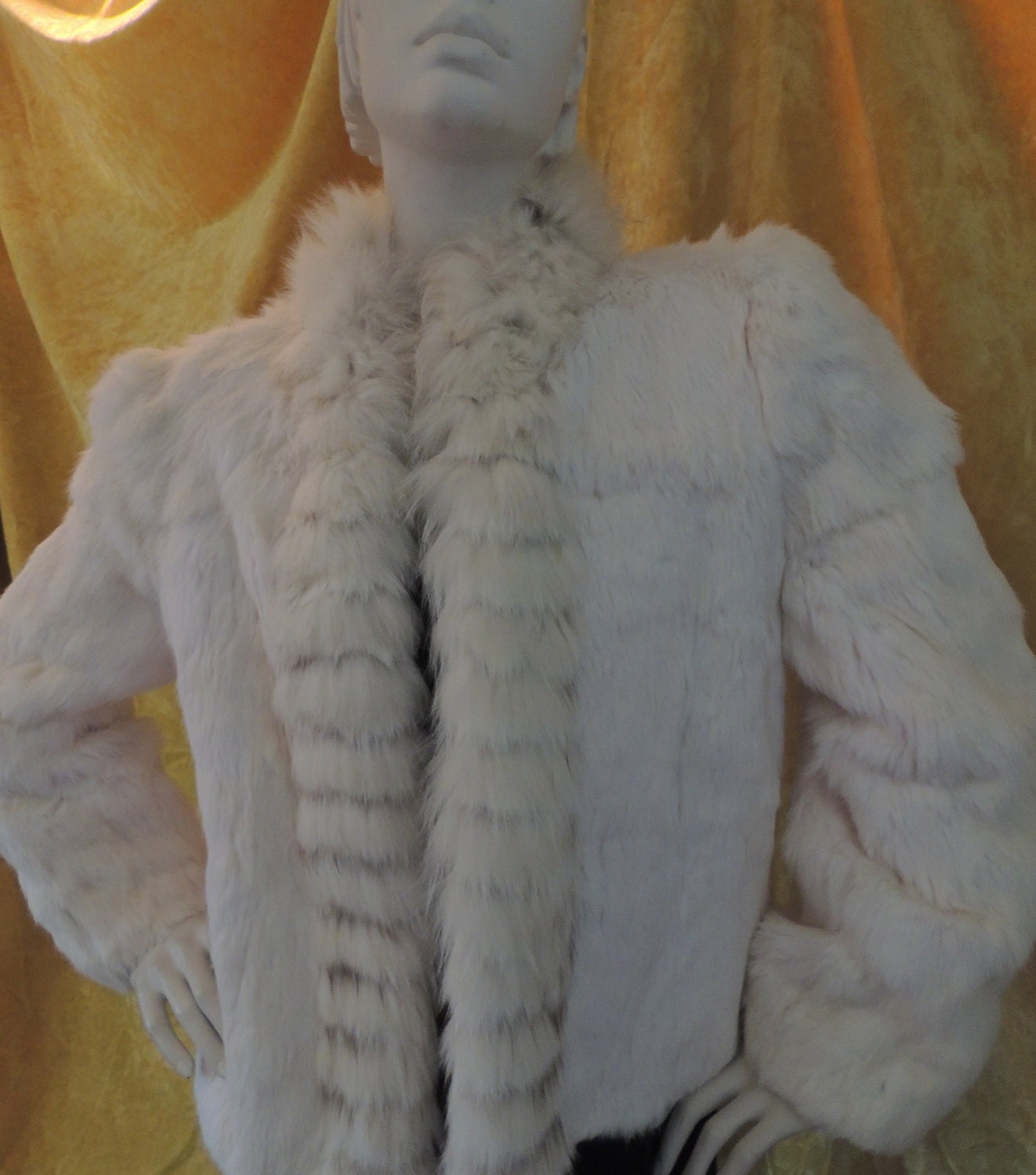 Pure White Rabbit Fur Coat/Vintage Coat Soft and by AddOneVintage