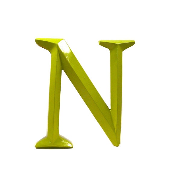 Letter N Typography Home Decor Upcycled Decor Avocado By Nashpop